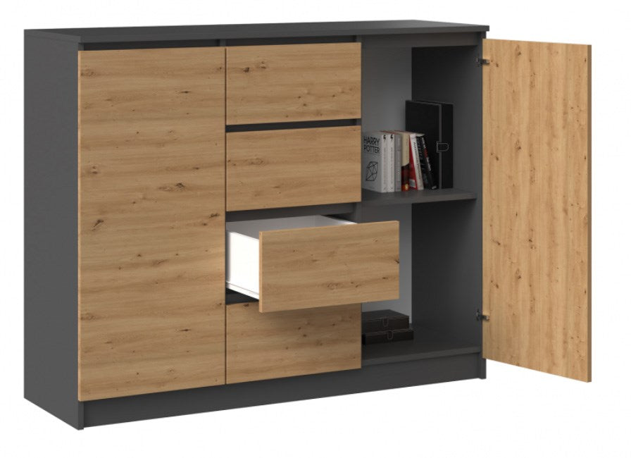Topeshop Chest of Drawers 2D4S 120 cm Anthracite/Artisan 120x40x97