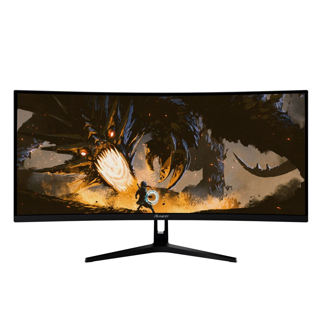 AROZZI Nova 34" Curved Computer Monitor 3440 x 1440 4K Ultra HD Black | Model 548621