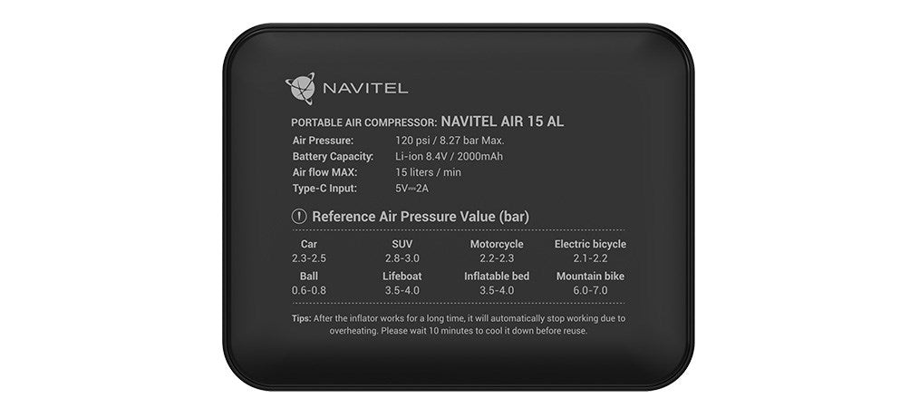 Navitel Air Compressor 50 W 8.27 Bar Model 8594181745147
