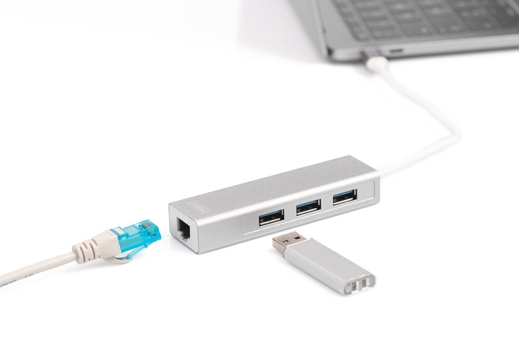 DIGITUS USB Type-C 3-Port Hub + Gigabit Ethernet | Model DA-70255