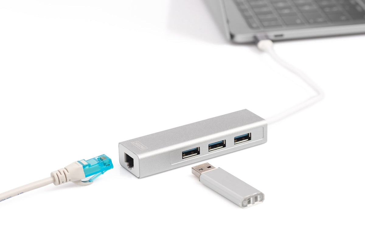 DIGITUS USB Type-C 3-Port Hub + Gigabit Ethernet | Model DA-70255