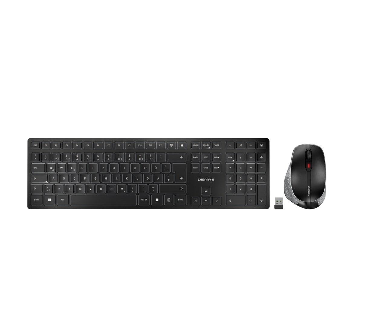 CHERRY DW 9500 SLIM - Wireless Keyboard and Mouse Set - German - CHERRY SX Switches - Grey, Black JD-9500DE-2