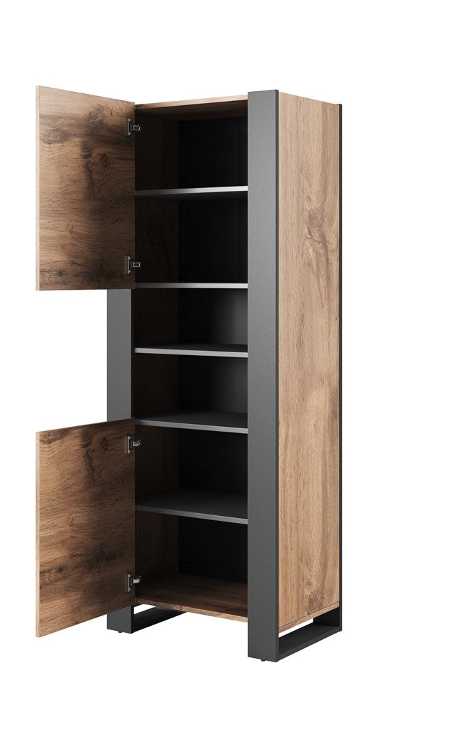 WOOD Bookcase 65x40x170 5 Oak Wotan + Anthracite