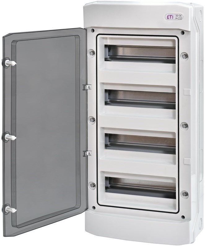 ECH-48PT-S PLASTIC SWITCHGEAR NT 48M 4X 12M N+PE IP65 SMOKE DOOR WHITE DIDO 1500V/DC