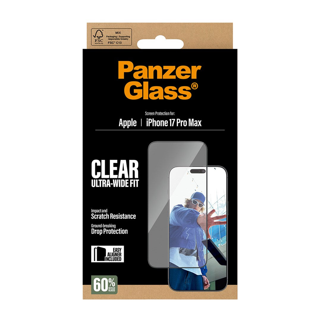 PanzerGlass ® Screen Protector iPhone 17 Pro Max | Ultra-Wide Fit w. EasyAligner Clear screen protector Apple 1 pc(s)