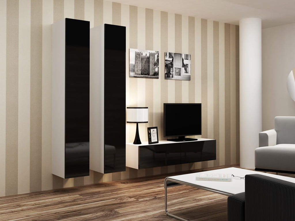 VIGO TV Stand 140 cm White/Black Gloss RTV VIGO140
