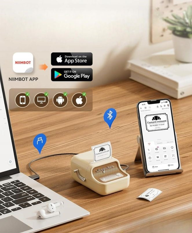 Niimbot B21 S Label Printer Wireless White Thermal Technology Compatible with PC, Android, iOS