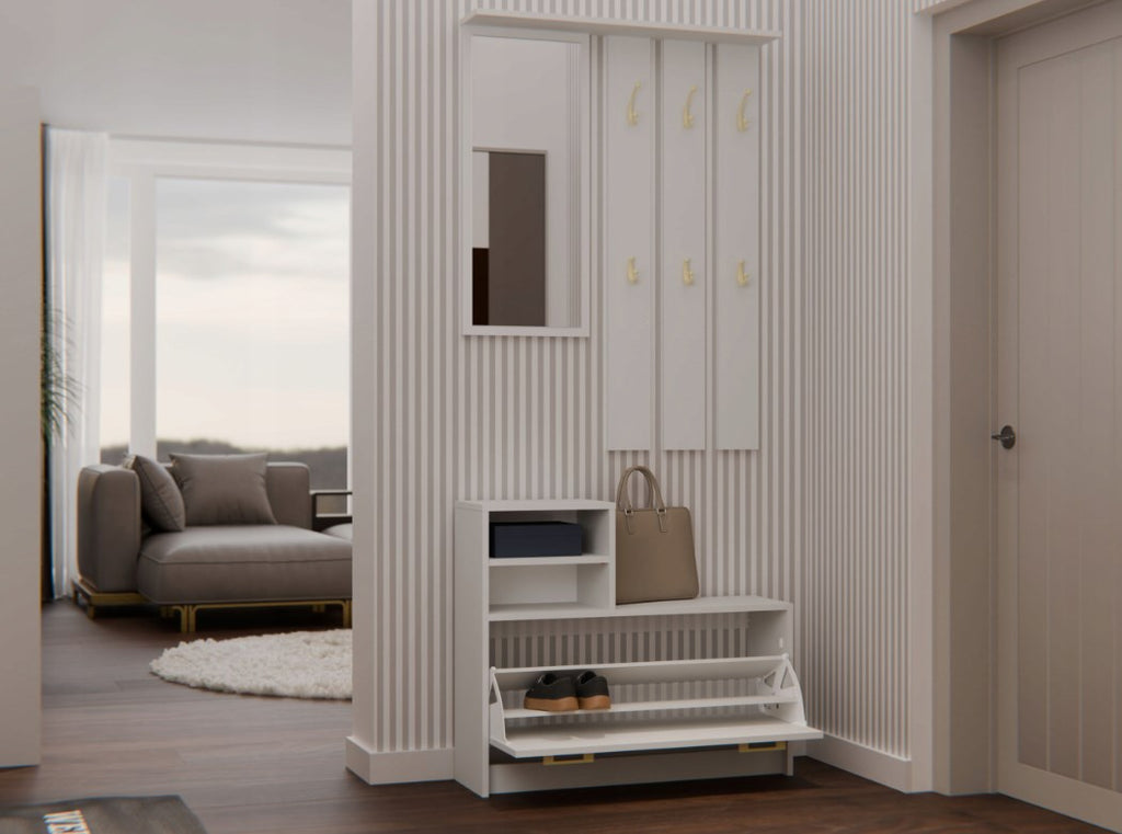 Vera Wardrobe, Cashmere, 180 cm with Mirror and Shoe Cabinet GS1