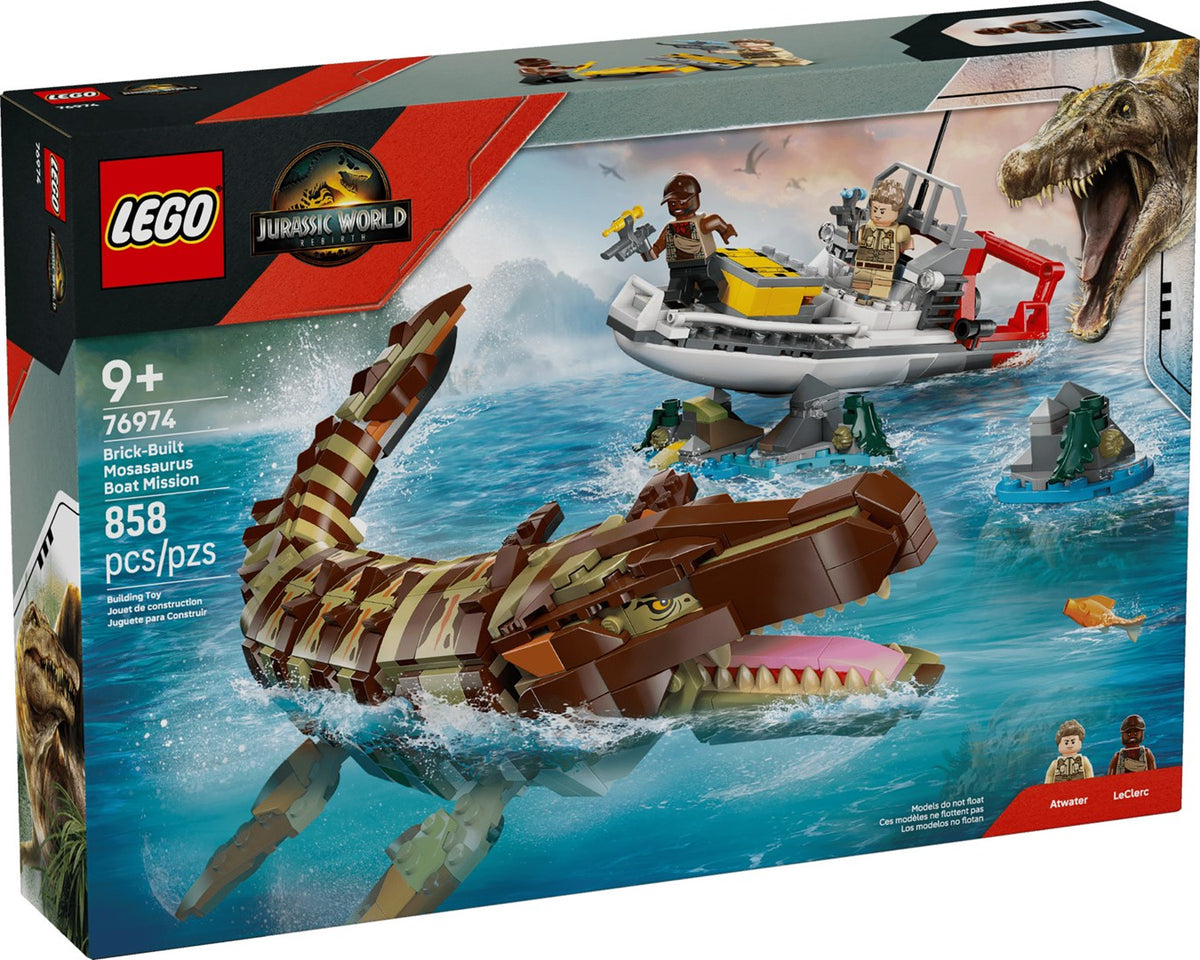 LEGO JURASSIC WORLD 76974 Brick-Built Mosasaurus Boat Mission