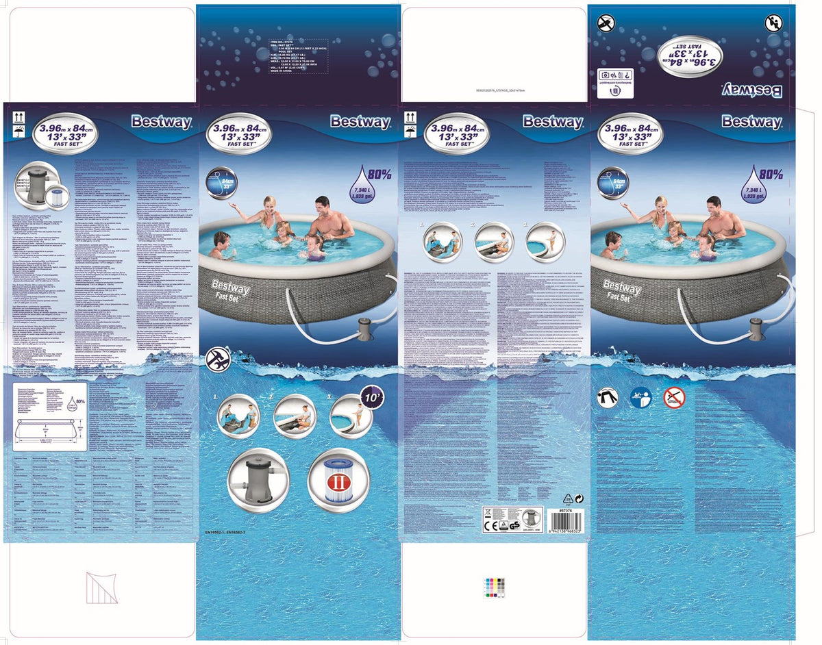 Bestway Fast Set Inflatable Pool 57376 Round 7340 L Grey