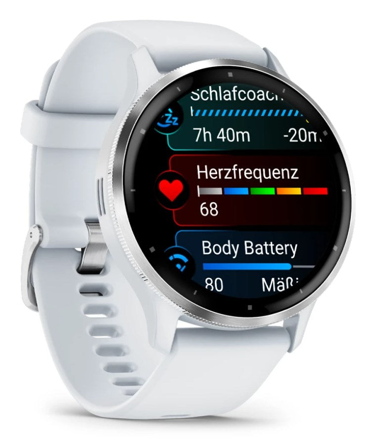 Garmin Venu 3 - 45 mm - verstärktes Polymer Whitestone - intelligente Uhr mit Band - Silikon - Handgelenkgröße: 135-200 mm - Anzeige 3,54 cm (1,4") - 8GB - Bluetooth, ANT+, Wi-Fi - 30 g (010-02784-00)