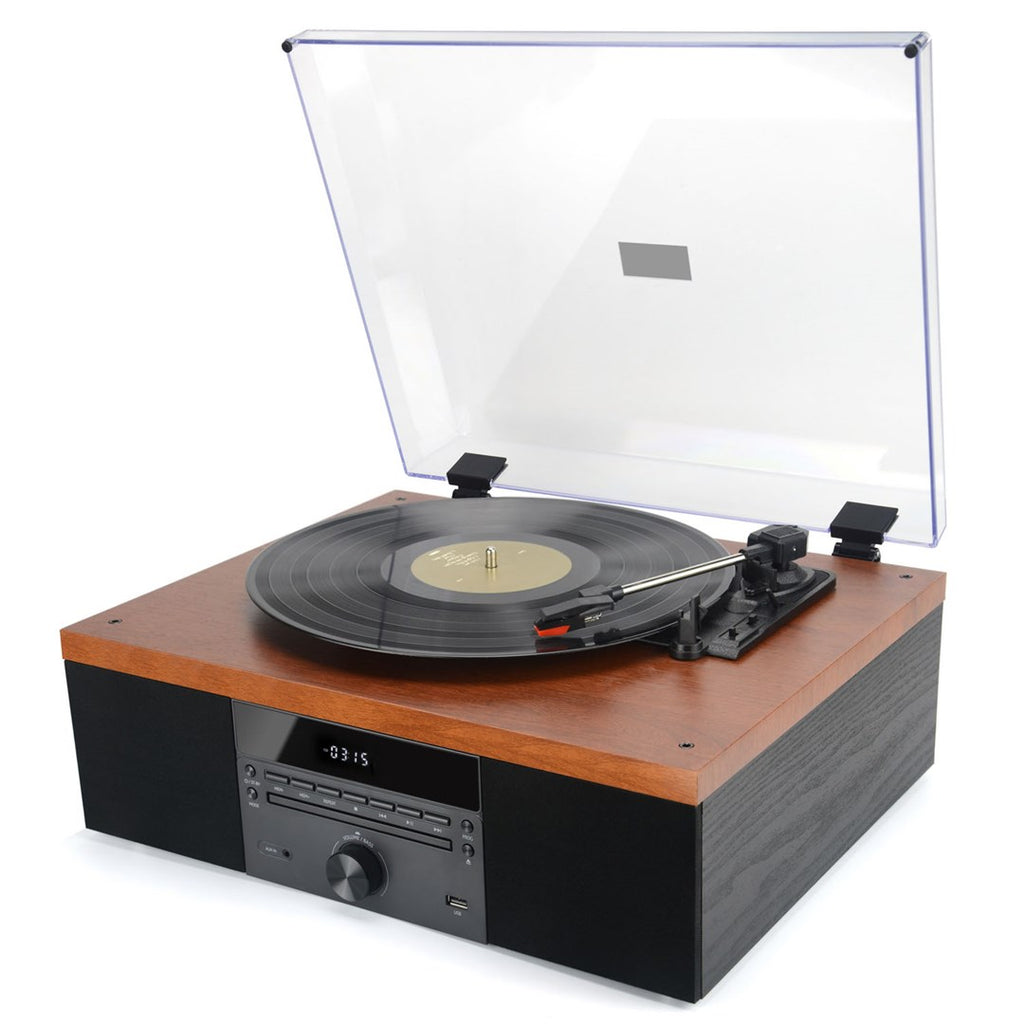 AKAI ATT-14BT Turntable with CD and FM Function Black, Wood