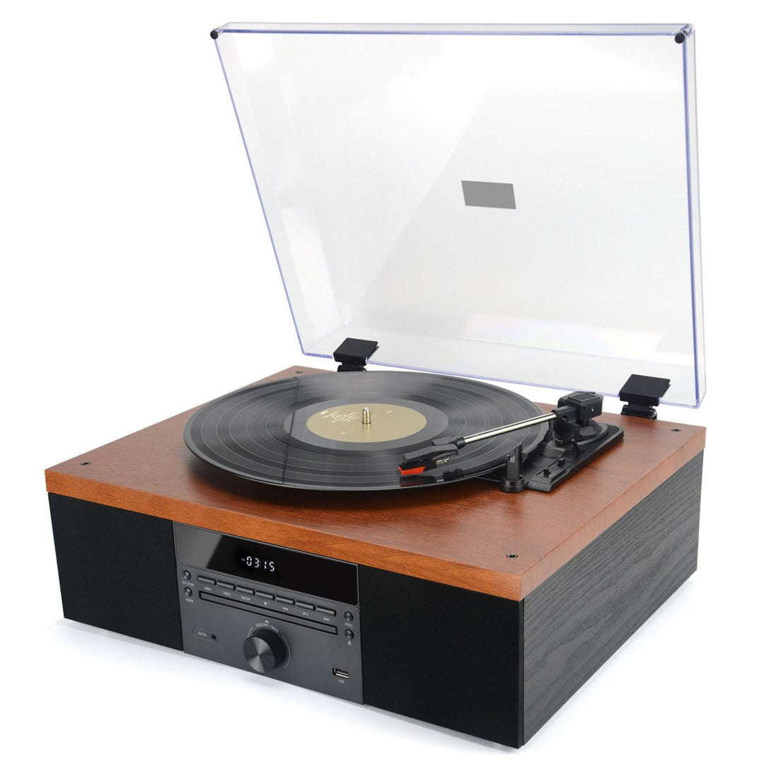 AKAI ATT-14BT Turntable with CD and FM Function Black, Wood