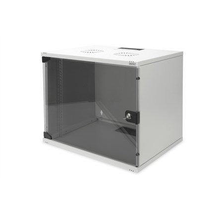 DIGITUS 19" 9U SOHO Wall-Mounted Cabinet, Grey, Glass Door DN-19 09-U-S-1