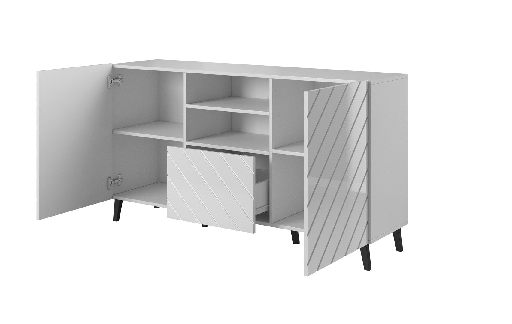 ABETO Chest of Drawers 150x42x82 White Gloss