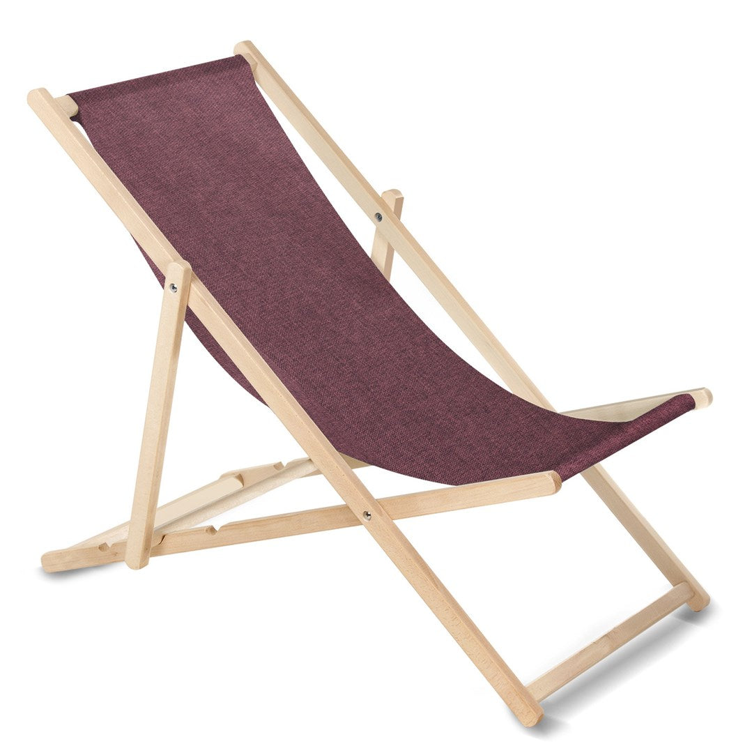 Classic Beech Deckchair - GreenBlue GB183M - Melange Burgundy