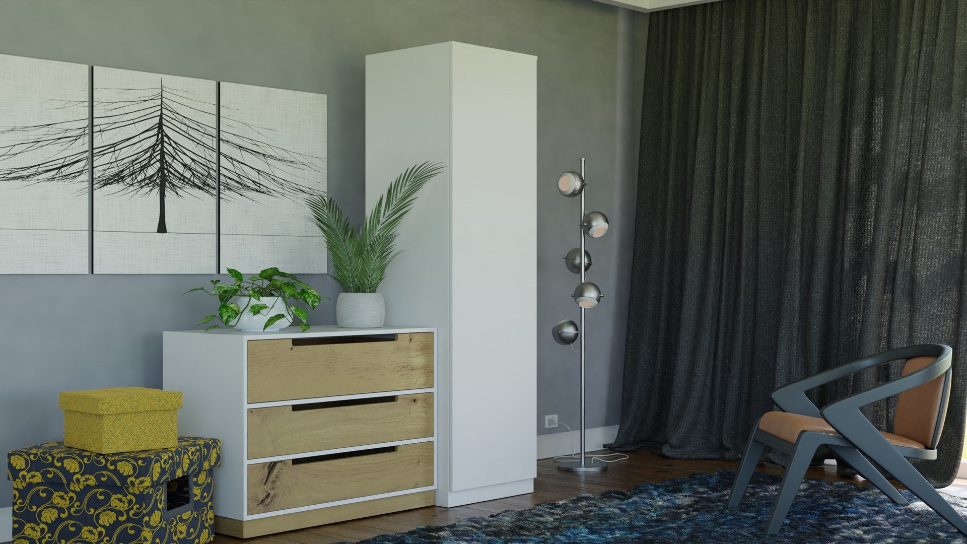 Topeshop SD-50 BIEL KPL Wardrobe 1 Door 5 Shelves White