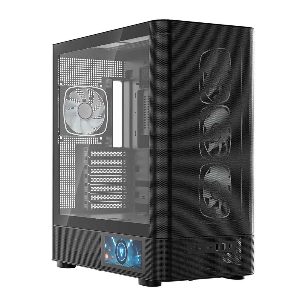 MODECOM Volcano AQ400 ARGB Midi Case Black with LCD Display