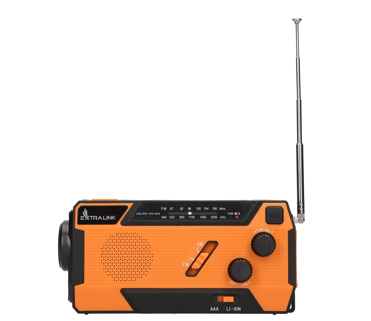 Extralink RADIO AWARYJNE SOLARNE Z KORBKA DYNAMO POWERBANK 4000MAH Z LATARKA SOS SR-4000 Portable Analog Black  Orange