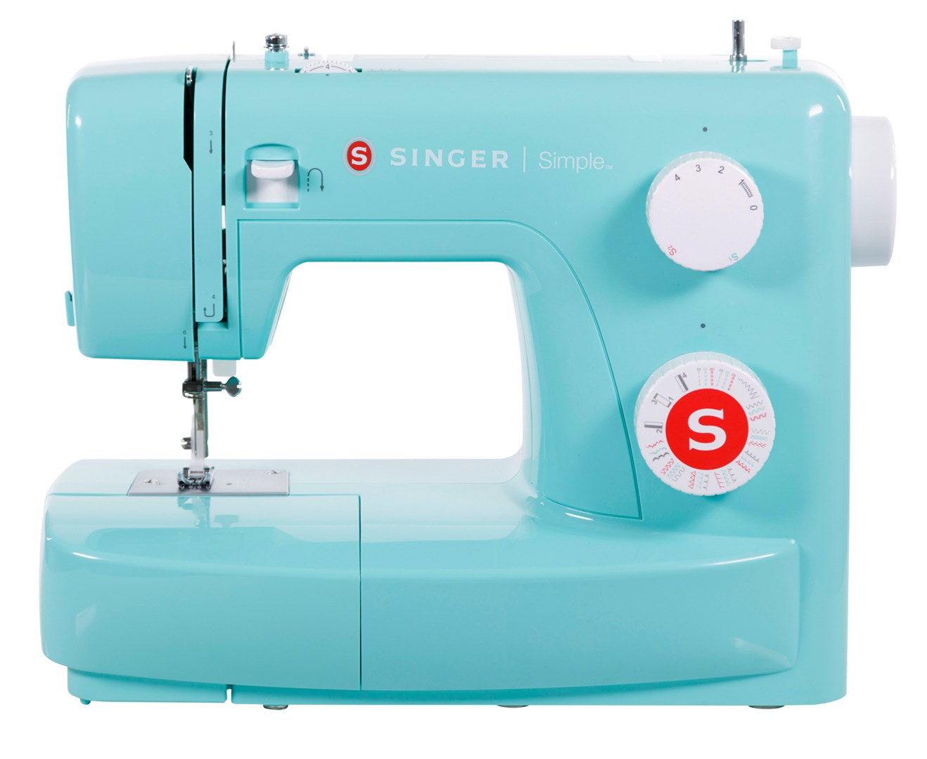 SINGER Simple 3223 G Semi-Automatic Sewing Machine Turquoise 4 Step Rotary Dial Zigzag Foot