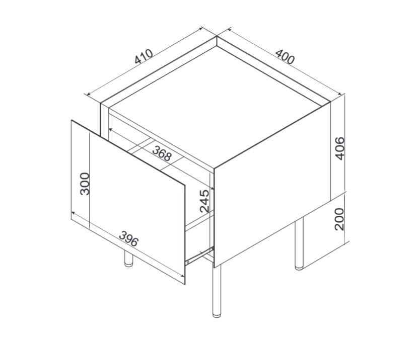 Cama Bedside Table 2 pcs. FELLINI 40x41x60 Cashmere + Oiled Oak Top