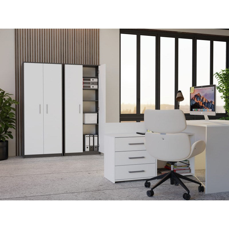 OLIV 2D Closed Shelving Unit Anthracite/White Set