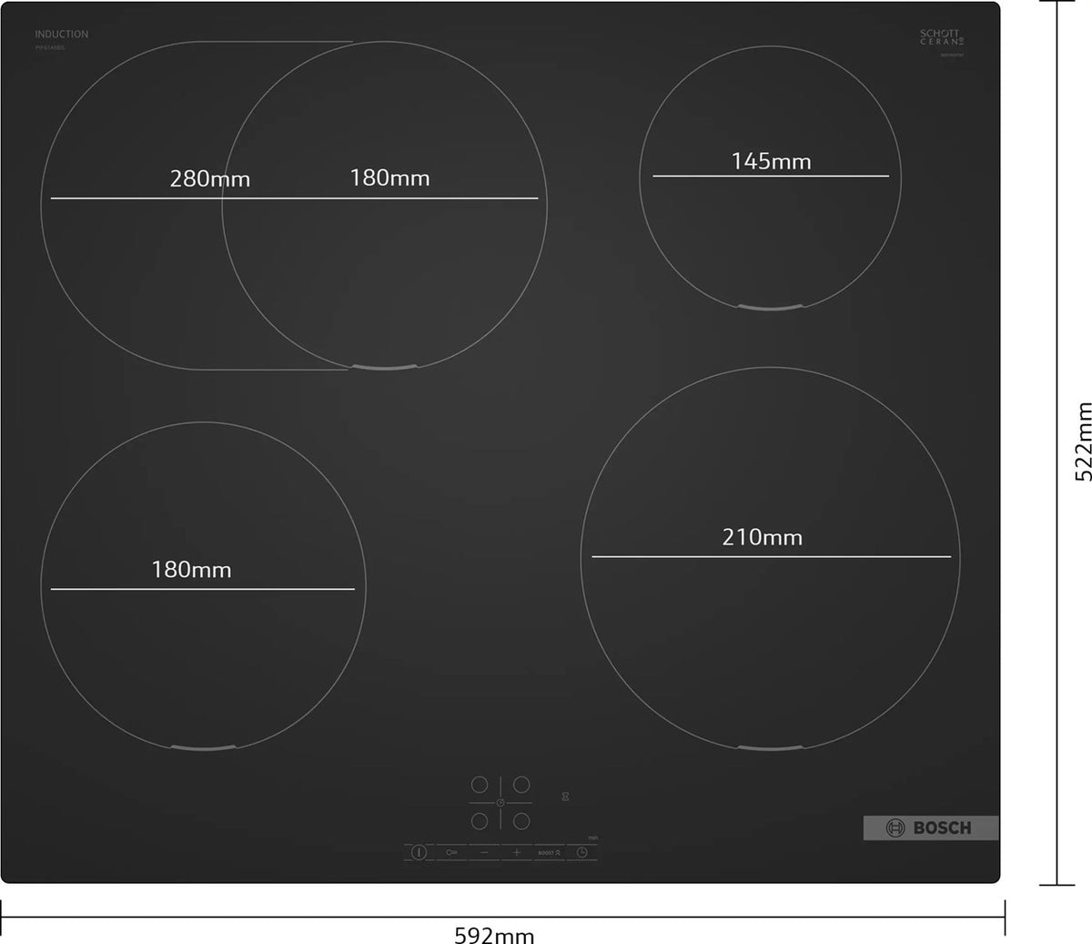 BOSCH Induction Hob 4 Zones 7400W PIF61ABB5E