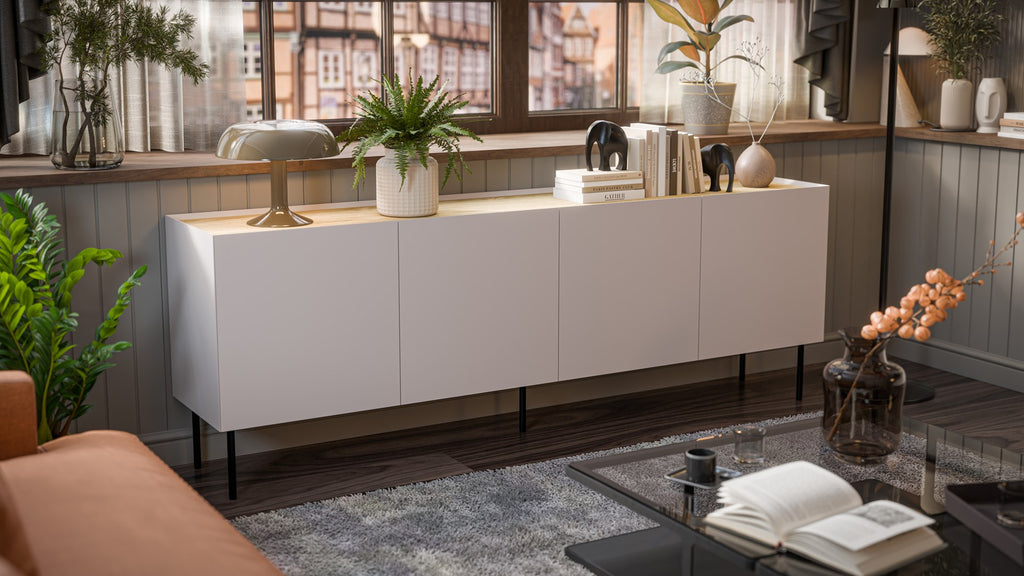 Cama FELLINI chest of drawers 200x40x70 cashmere + oiled oak top