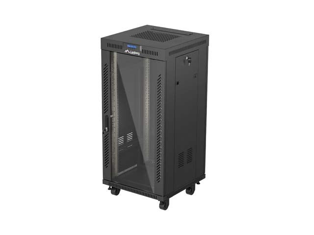Lanberg Rack Installation Cabinet 24U 600x600 Black Glass Door V2