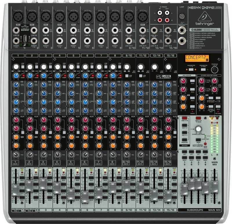Premium 24-Channel Mixer with 10 XENYX Mic Preamps and Studio-Grade Compressors 24-Kanal-4/2-Bus-Mixer