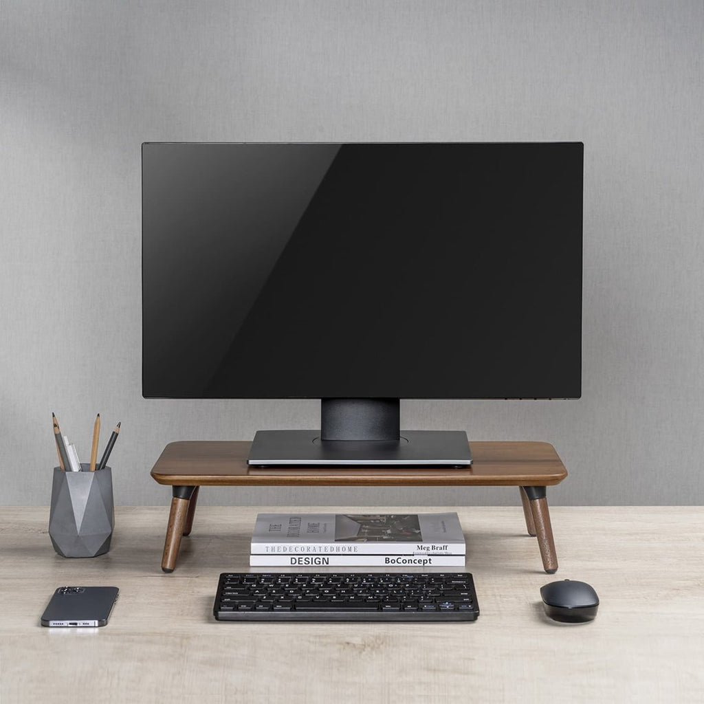 Maclean Wooden Monitor / Laptop Stand  (500x240x120mm)  black walnut  max. 20kg  MC-930