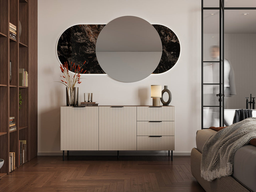 Cama Chest of Drawers 1 ALMERA 156x42x75 Walnut/Cashmere