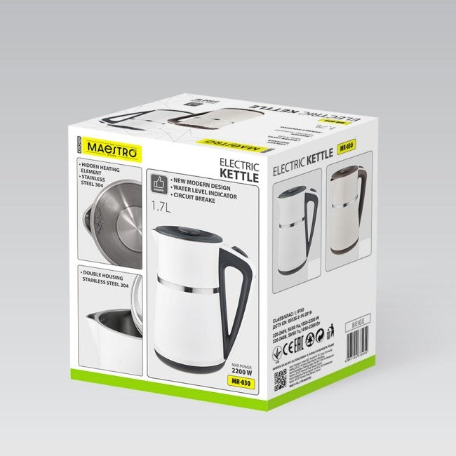 MAESTRO Electric Kettle 1.7 L 2200W MR-030-WHITE