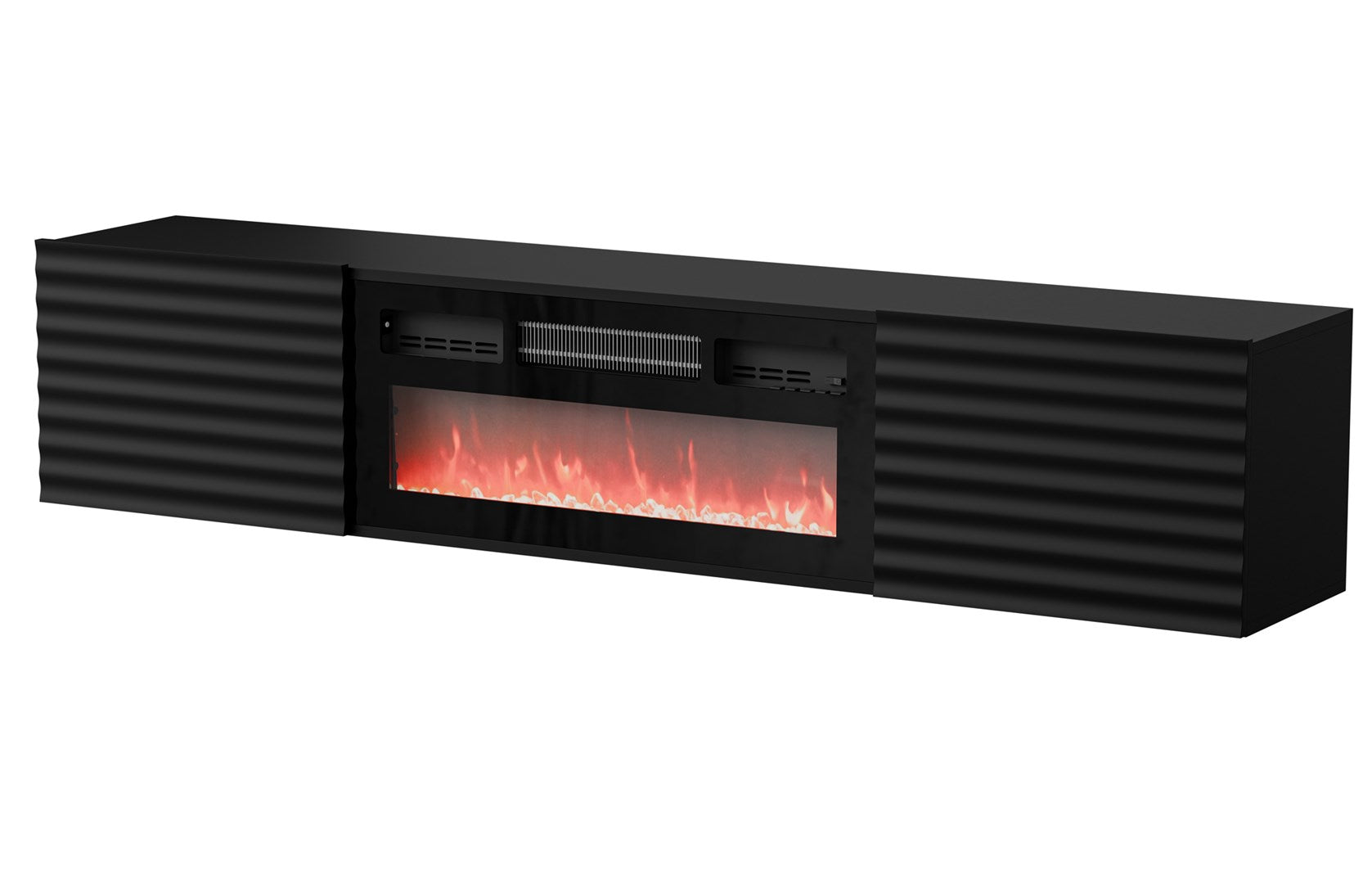 Cama TULA TV Cabinet 183x35x37 cm Black Matt + Black Fireplace