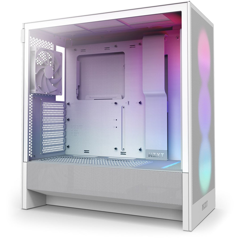 NZXT H5 Flow RGB Midi Tower Case White - CC-H5F-W1