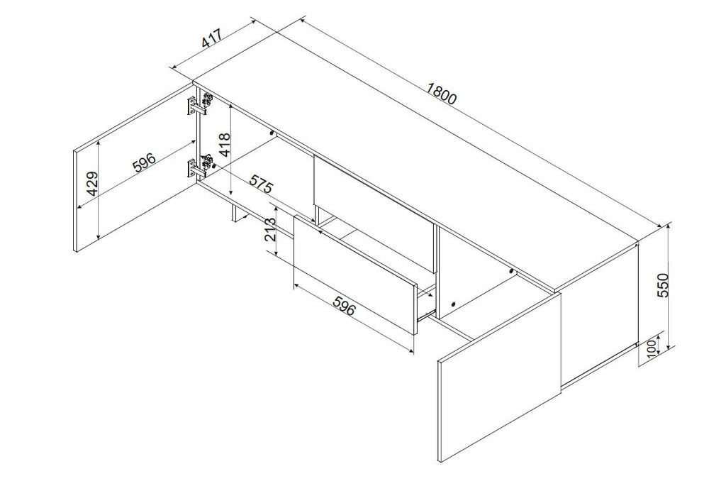 ALMA RTV 2D2S Cabinet 180x41.5xH55 Cashmere