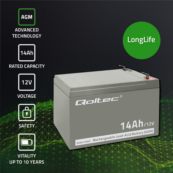 Qoltec AGM Battery 12V 14Ah | QL-53045