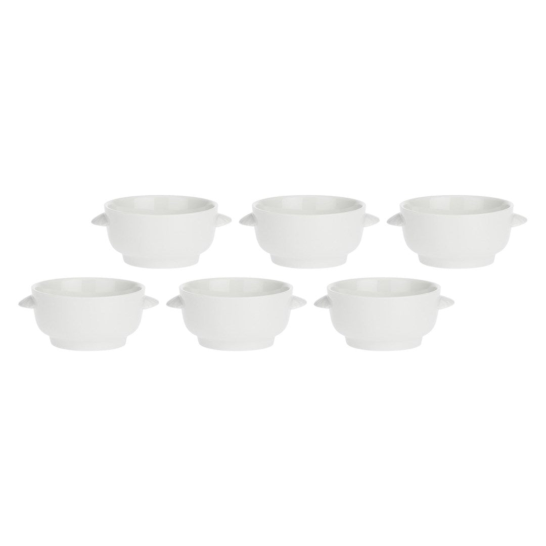Set of 6 Terrine Soup Bowls - White  12.5 cm