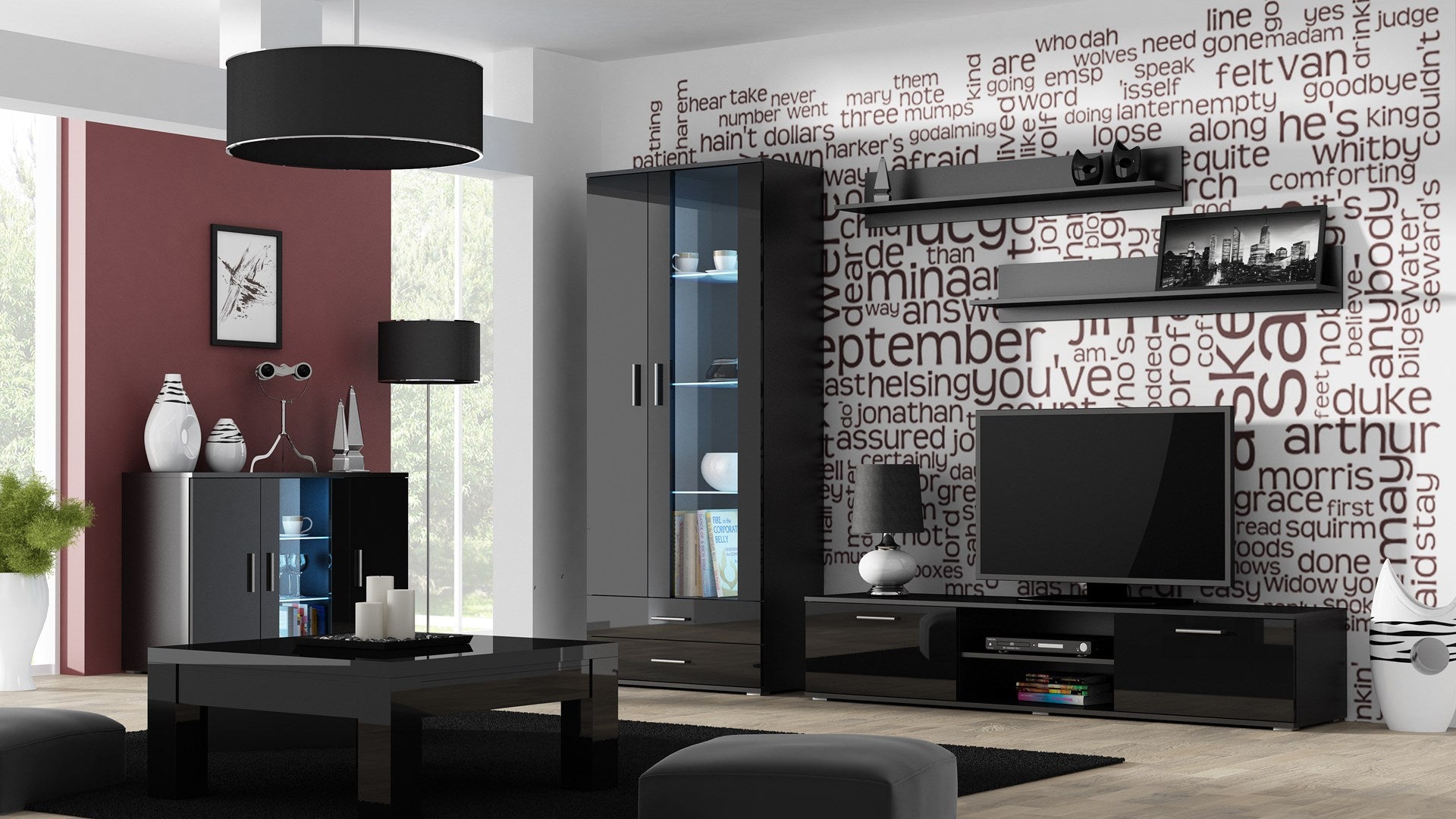 Cama Sideboard 120 cm SOHO S7 Black/Black Gloss