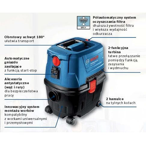 BOSCH Cylinder Vacuum 1100W 10190 g 480 mm x 525 mm x 325 mm Model 06019E5100