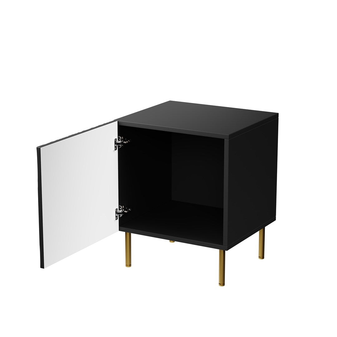 JUNGLE Bedside Table 2 pcs. 53.5x40.5x44 Black Matt + Golden Legs