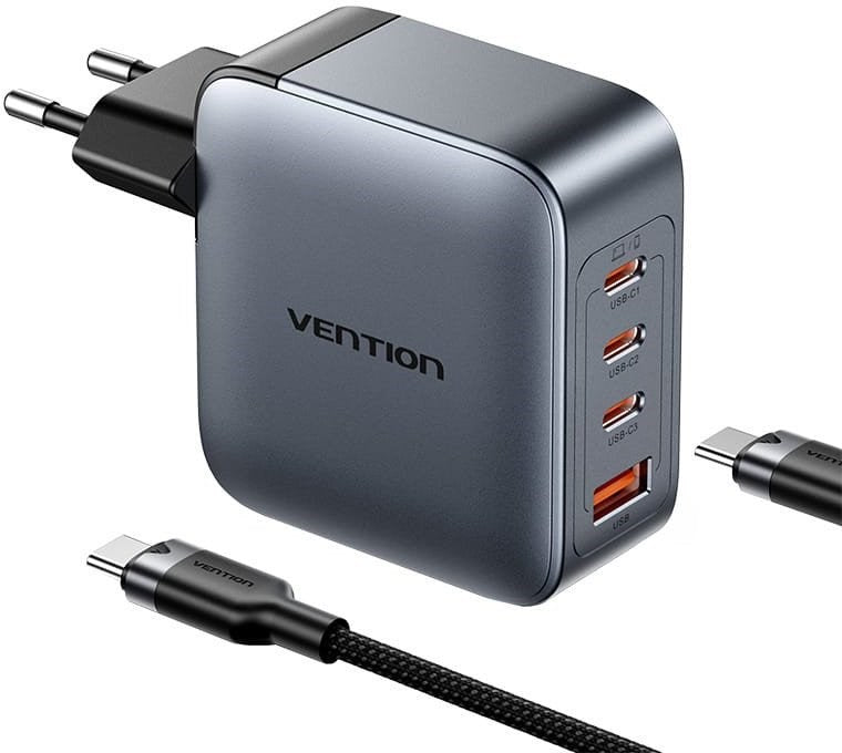Vention 100W Charger 1x USB-A 3x USB-C with Cable 1xUSB-A 3xUSB-C