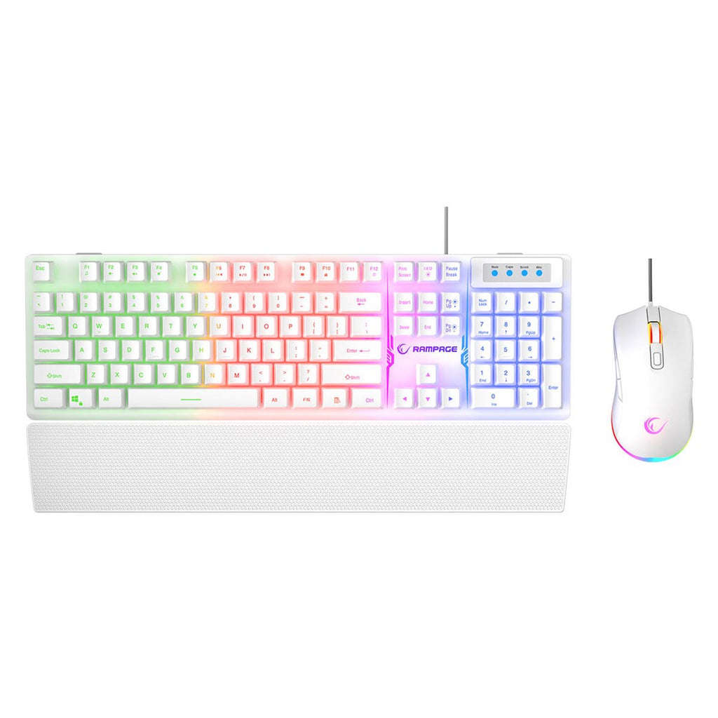 RAMPAGE FORTUNA GAMING SET KEYBOARD WITH MOUSE PAD AND MOUSE White