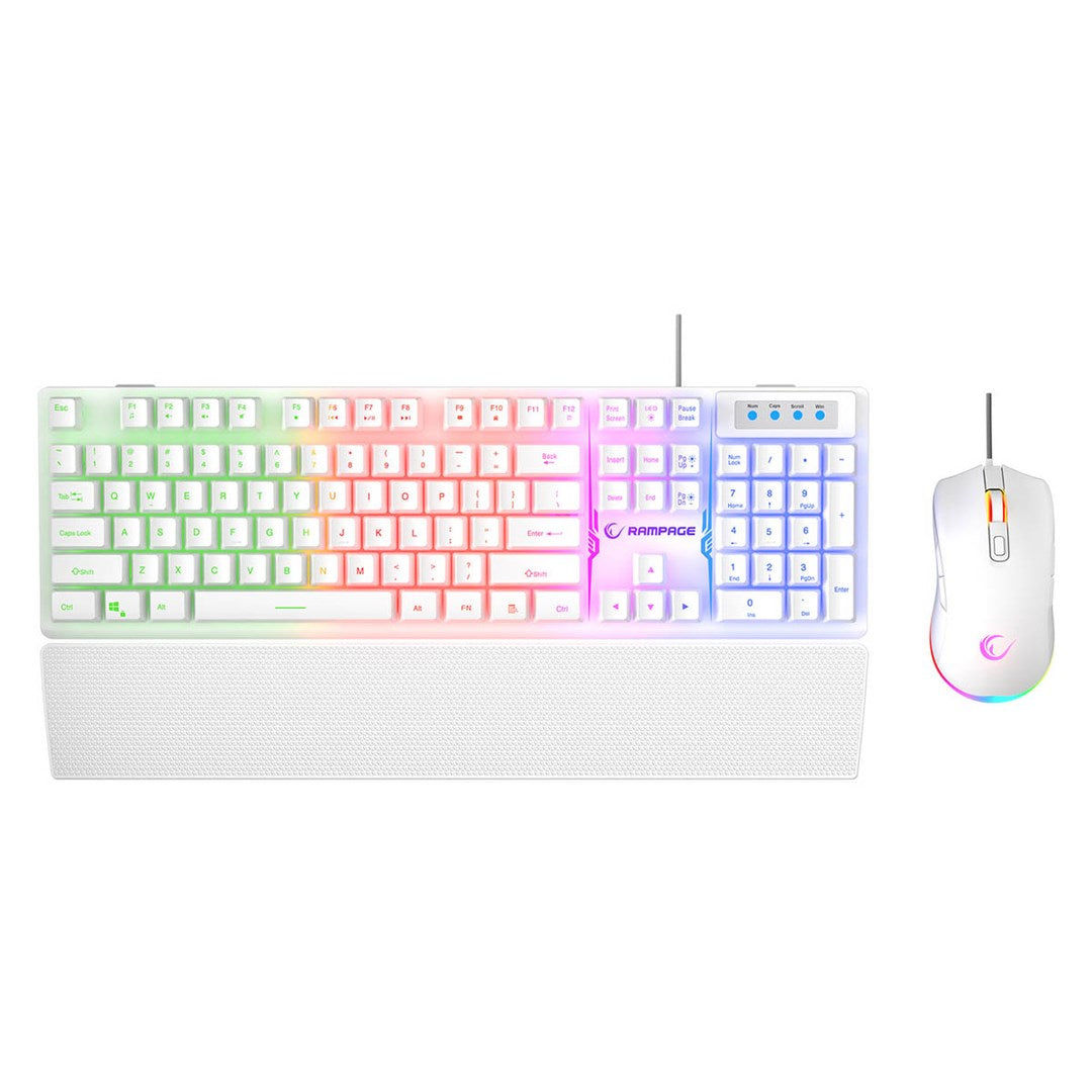 RAMPAGE FORTUNA GAMING SET KEYBOARD WITH MOUSE PAD AND MOUSE White