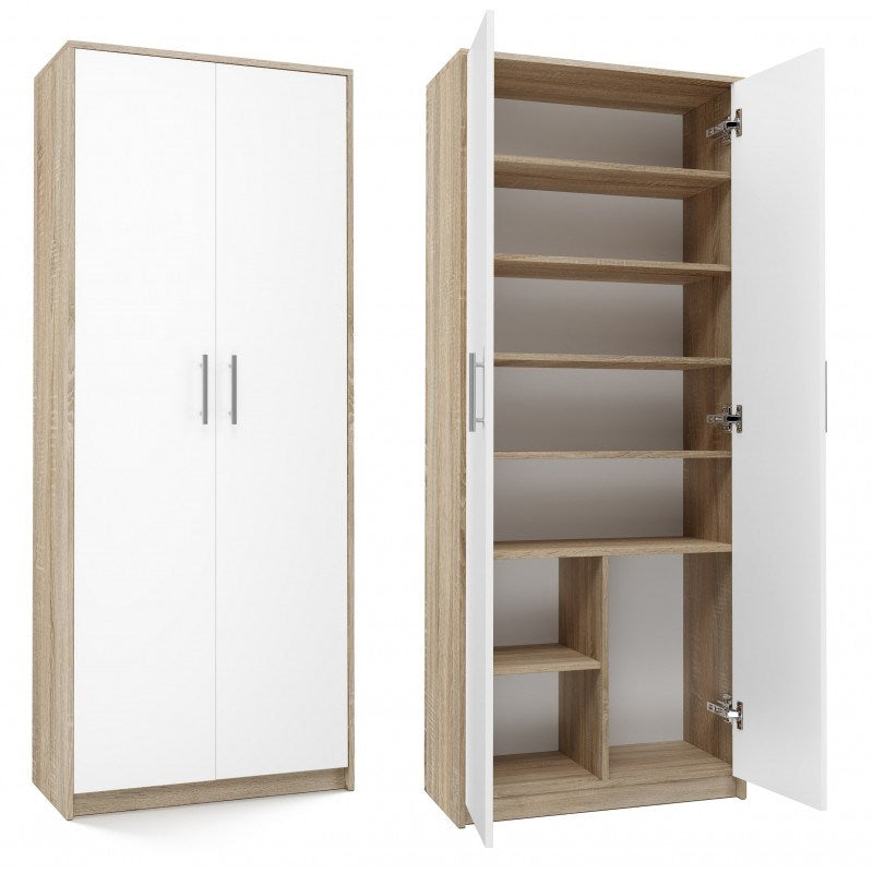 OLIV 2D Filing Cabinet 74x35x180 cm Sonoma/White