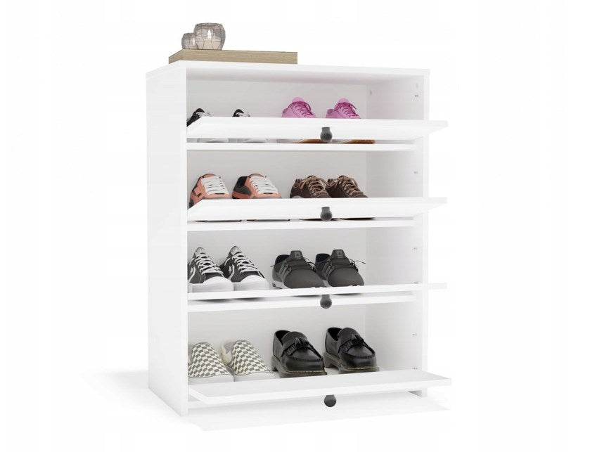 LOKA Shoe Cabinet White 4 Hinged Doors Model LOKA
