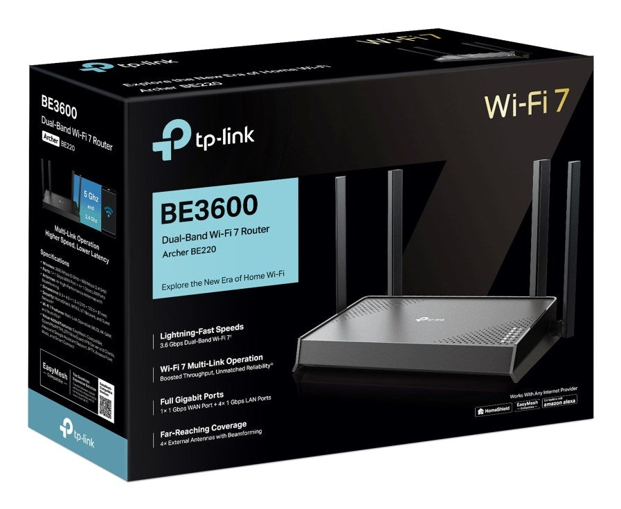 TP-LINK Tabletop Router Archer BE220, Dual-Band, 2882 Mbit/s, Gigabit Ethernet