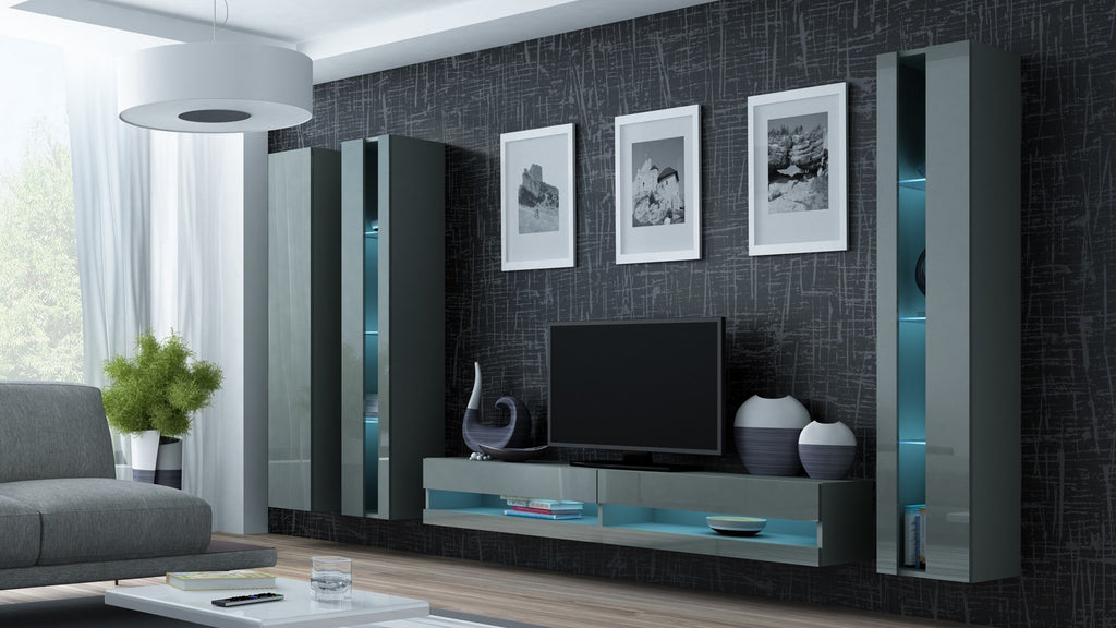 Cama VIGO NEW TV Stand 180x30x40 White/Grey Gloss