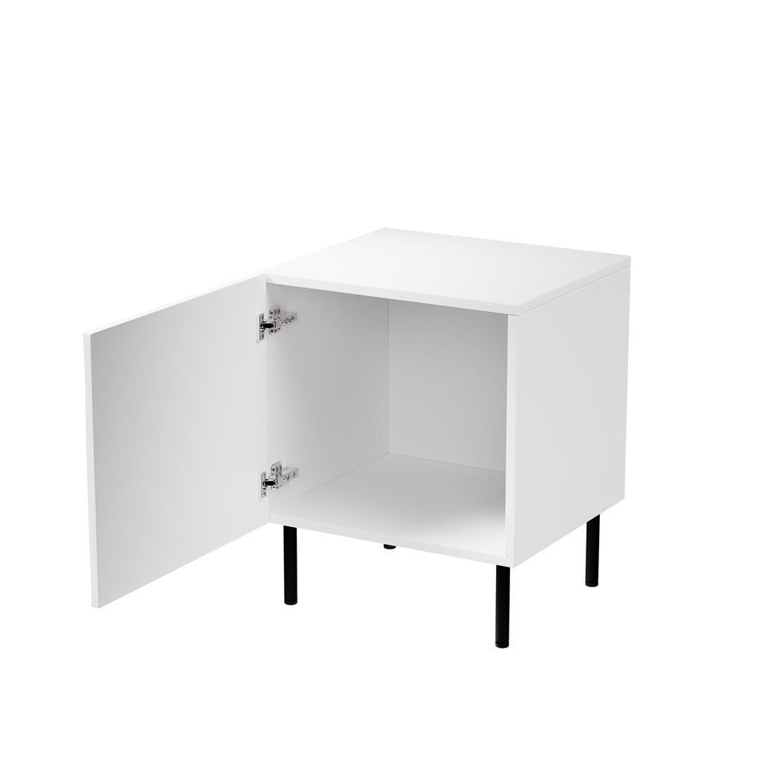 JUNGLE Bedside Table 2 pcs. 53.5x40.5x44 White Matt + Black Legs