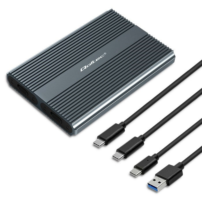 Qoltec Enclosure M.2 SSD Tray SATA NVMe USB-C DUAL 2 x 2TB